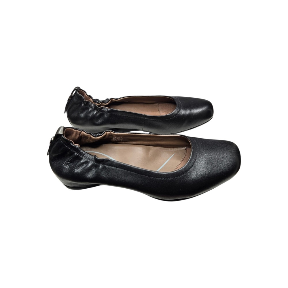 Earthies Tolo Black Leather Ballet Flats Size 7.5 Ruched Comfort Shoes Slip On - Picture 8 of 15